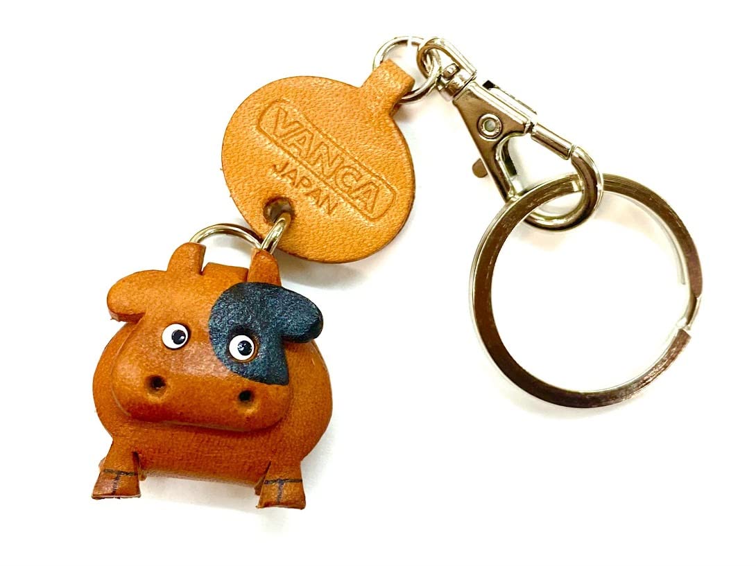 Amazon.co.jp: うし 本革製 動物 キーホルダー バンカクラフト革物語